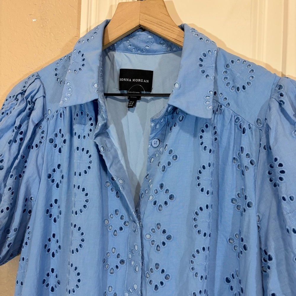 Donna Morgan Button Down Eyelet Shirt Dress - Picture 5 of 16